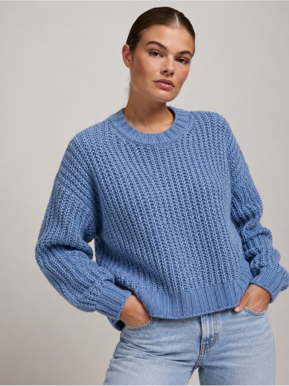 American Eagle Outfitters Periwinkle Ribbed Crewneck Sweater